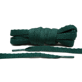 LACE LAB Flat Shoe Laces 8mm Dark Green - Ciemno zielone płaskie sznurówki do butów