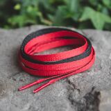 Czerwono czarne sznurowadła płaskie Lace Lab. Sznurówki do customizacji sneakersów Jordan, Nike, Air Jordan 1, Retro High, Obsidain