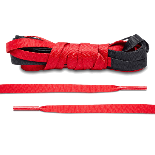 Czerwono czarne sznurowadła płaskie do butów Air Jordan. Sznurówki do customizacji sneakersów - nike, off-white
