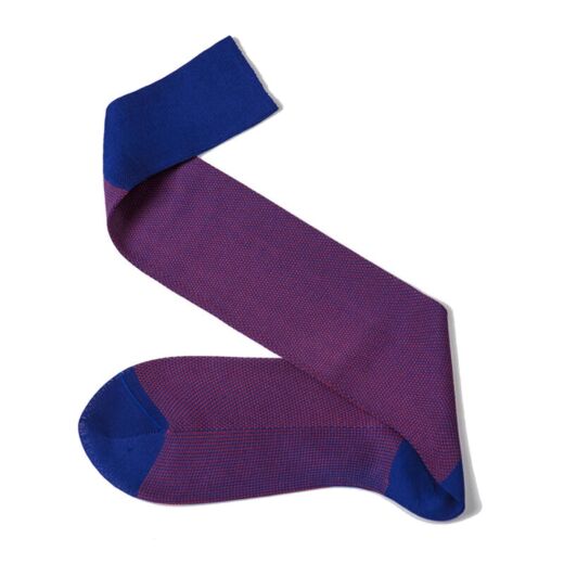 VICCEL / CELCHUK Knee Socks Birdseye Royal Blue / Red - Luksusowe podkolanówki