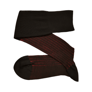 VICCEL / CELCHUK Knee Socks Shadow Stripe Black / Red - Luksusowe podkolanówki dwukolorowe
