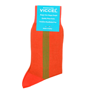 VICCEL / CELCHUK Socks Geometric Orange / Pistachio - Luksusowe skarpety męskie