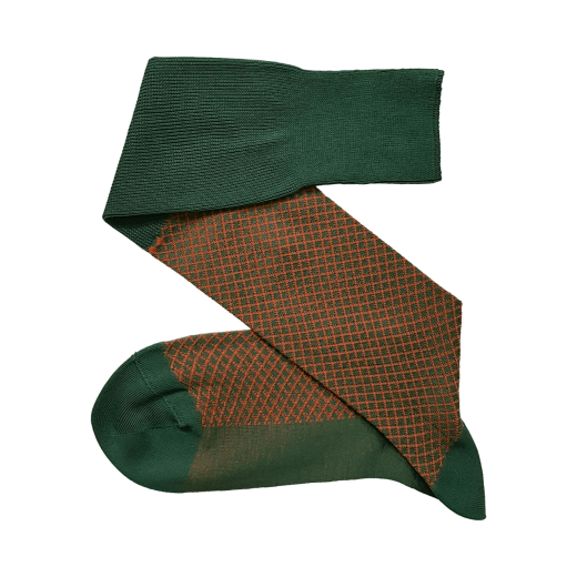 zielone podkolanówki męskie z bawełny egipskiej viccel knee socks fish net forest green orange zielone podkolanówki męskie z bawełny egipskiej viccel knee socks fish net forest green orange