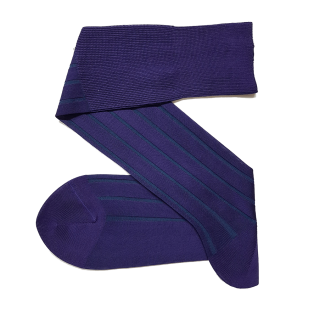 VICCEL / CELCHUK Knee Socks Shadow Stripe Purple / Petrolium - Cienkie podkolanówki męskie