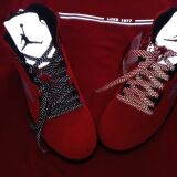 Czerwone płaskie odblaskowe sznurowadła, sznurówki, sznury do sneakersów, kicksów, nike air max, jordanów, jordan . Customizacja butów Lace Lab.