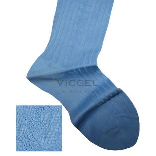 VICCEL / CELCHUK Knee Socks Diamond Textured Sky Blue - Luksusowe podkolanówki męskie