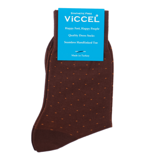 VICCEL / CELCHUK Socks Pindot Brown / Mustard - Luksusowe skarpetki dwukolorowe