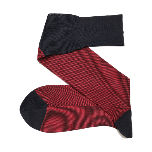 czarno czerwone ekskluzywne podkolanówki bawełniane męskie viccel knee socks birdseye black red
