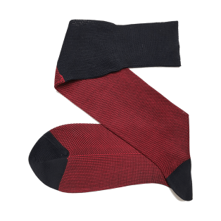 VICCEL / CELCHUK Knee Socks Birdseye Black / Red - Klasyczne podkolanówki męskie