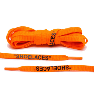 LACE LAB OFF-WHITE Laces 8mm Neon Orange / Black - Pomarańczowe sznurowadła z czarnymi napisami