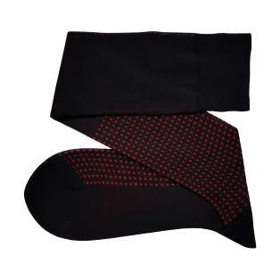 VICCEL / CELCHUK Knee Socks Square Dots Black / Red - Dwukolorowe podkolanówki męskie