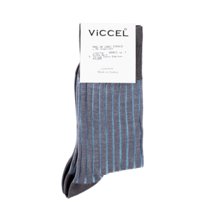 VICCEL / CELCHUK Socks Shadow Stripe Gray / Sky Blue - Luksusowe skarpety klasyczne