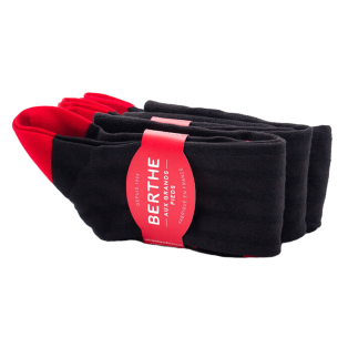 BERTHE W Knee Socks Silk Noir Rouge - Luksusowe podkolanówki