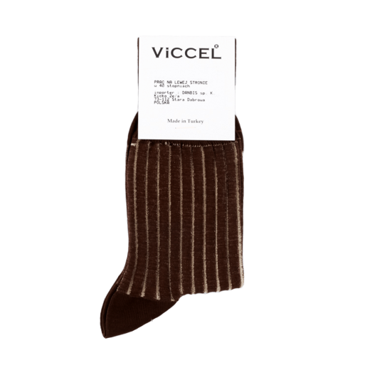 eleganckie brązowe z wydzielaniami beżowymi skarpety męskie viccel socks shadow stripe brown beige