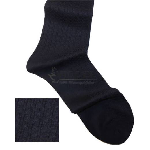 VICCEL / CELCHUK Socks Star Textured Navy Blue - Luksusowe granatowe skarpetki męskie