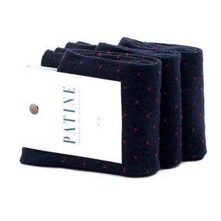 PATINE Socks PAKO01-0407 - Granatowe skarpetki w bordowe kropki