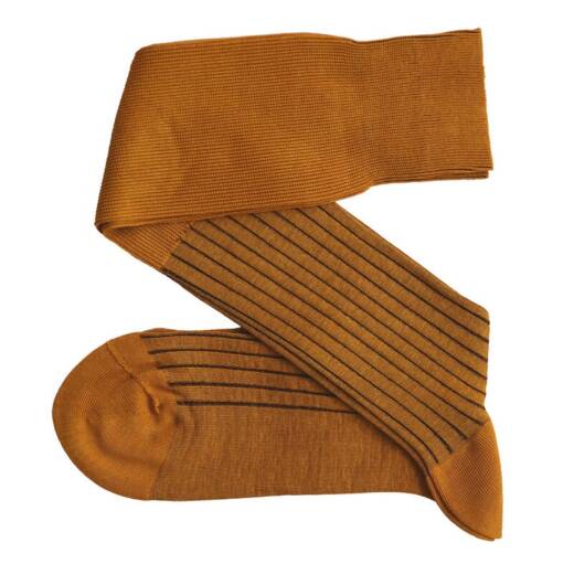 VICCEL / CELCHUK Knee Socks Shadow Stripe Mustard / Brown