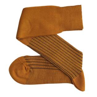 VICCEL / CELCHUK Knee Socks Shadow Stripe Mustard / Brown - Dwukolorowe podkolanówki