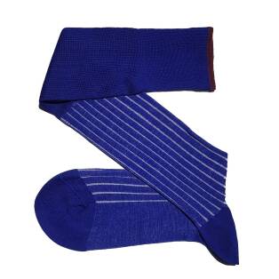 VICCEL / CELCHUK Knee Socks Shadow Stripe Royal Blue / White - Klasyczne podkolanówki męskie