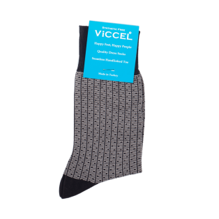 VICCEL Socks Vertical Striped Black / Light Gray Dots