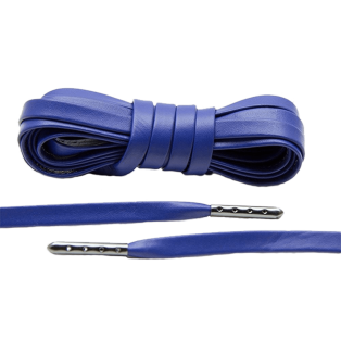 LACE LAB Luxury Leather Laces 6mm Blue - Gunmetal Plated