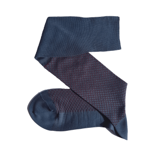 VICCEL / CELCHUK Knee Socks Fish Net Light Navy Blue Burgundy - Klasyczne podkolanówki męskie