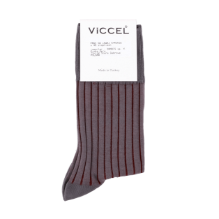 VICCEL / CELCHUK Socks Shadow Stripe Gray / Burgundy  - Luksusowe skarpety klasyczne