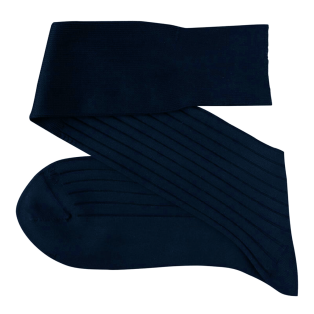 VICCEL Knee Socks Elastane Cotton Navy Blue