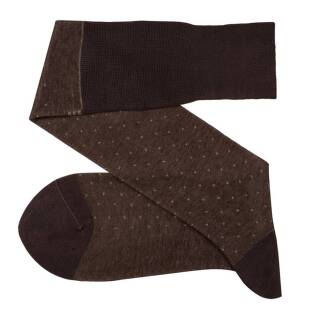 VICCEL / CELCHUK Knee Socks Pin Dots Brown / Beige - Dwukolorowe podkolanówki