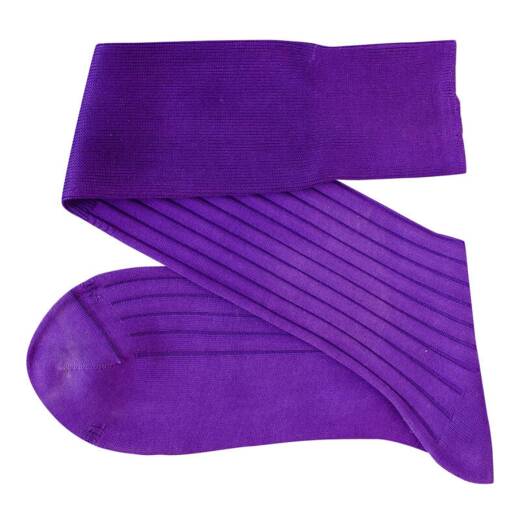 VICCEL Knee Socks Solid Purple Cotton 