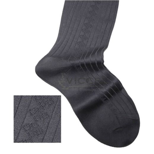 VICCEL / CELCHUK Knee Socks Diamond Textured Charcaol - Luksusowe podkolanówki męskie