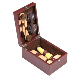 TARRAGO Box Leather Care Brown - Skrzynka akcesoriów i past do pielęgnacji butów