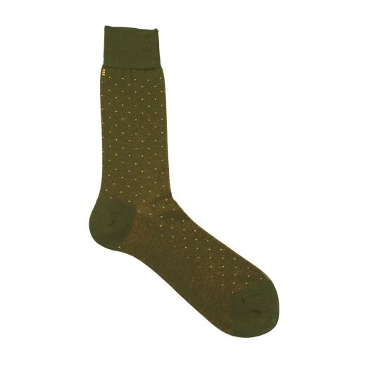 eleganckie zielone skarpety męskie bawełniane viccel socks pindot green mustard