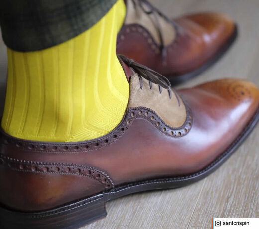 VICCEL / CELCHUK Socks Solid Canary Yellow Cotton - Luksusowe żółte skarpety męskie