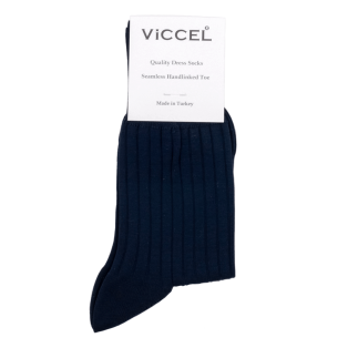 VICCEL / CELCHUK Socks Elastane Cotton Navy Blue - Eleganckie granatowe skarpetki męskie