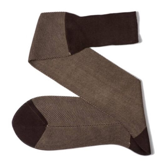 VICCEL / CELCHUK Knee Socks Birdseye Brown / Beige - Luksusowe podkolanówki