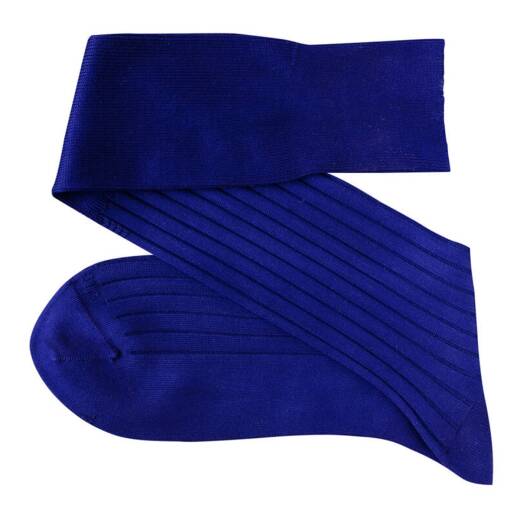 VICCEL / CELCHUK Knee Socks Solid Egyptian Blue Cotton - Luksusowe podkolanówki męskie