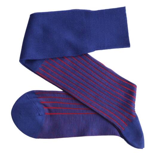 VICCEL / CELCHUK Knee Socks Shadow Royal Blue / Red - Dwukolorowe podkolanówki