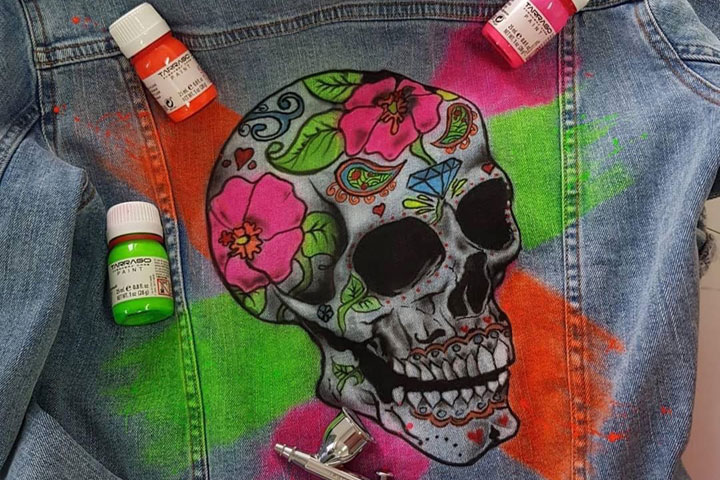 Custom Jeans Sugar Skull / Candy by @custommonkey_pl